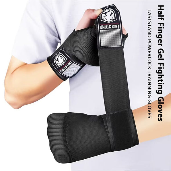 Guantes de Boxeo Medio Dedo con Vendaje Rápido y Protector de Mano