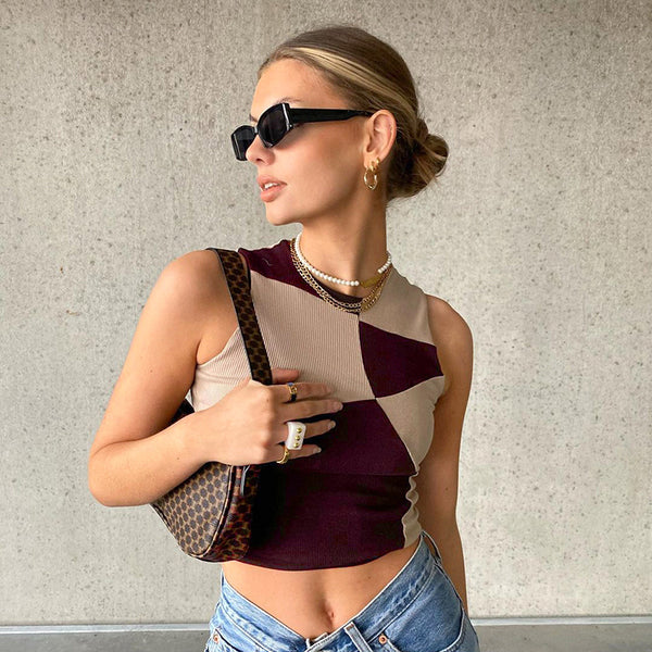 Chaleco Sin Mangas con Costuras de Contraste - Diseño Minimalista para Mujer