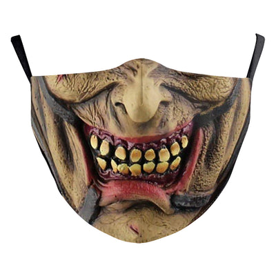 Halloween funny face mask with a digital print of a nose and two large buck teeth, featuring black ear loops. - Image 16