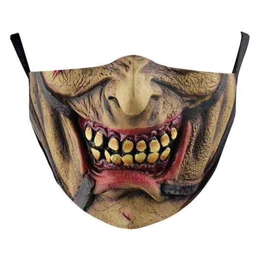 Halloween funny face mask with a digital print of a nose and two large buck teeth, featuring black ear loops. - Image 16