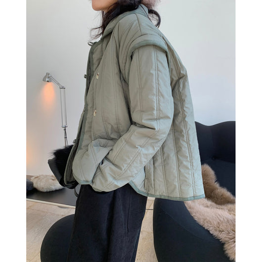 Chaqueta Acolchada de Algodón con Cuello Solapa - Calidez y Comodidad - Image 3