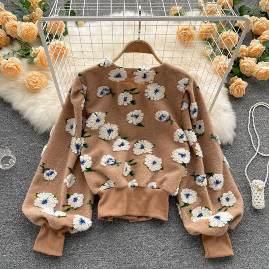 Cardigan Floral Tridimensional Elegante Entallado para Mujer - Image 3