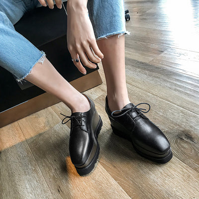 Botines Plataforma Estilo Británico con Tacón Elevador para Mujer - Image 5