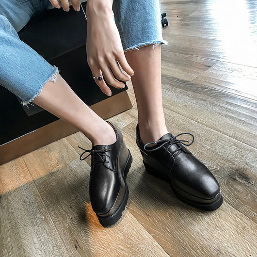 Botines Plataforma Estilo Británico con Tacón Elevador para Mujer - Image 5