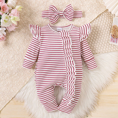 Traje Infantil a Rayas con Volantes y Manga Larga - Image 11
