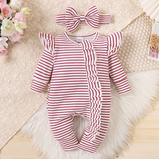 Traje Infantil a Rayas con Volantes y Manga Larga - Image 11