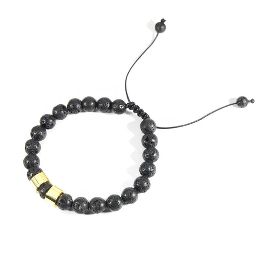 Pulsera de Acero Inoxidable con Piedra de Lava Negra Ajustable - Image 8