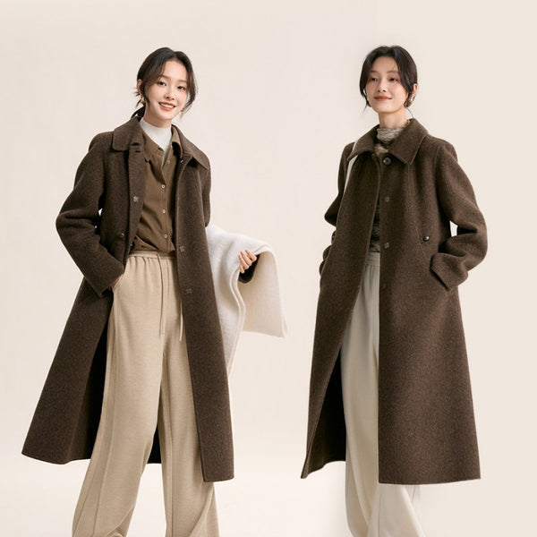 Abrigo Ejecutivo Reversible de Lana Doble Faz con Solapa Elegante