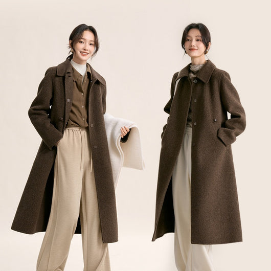 Abrigo Ejecutivo Reversible de Lana Doble Faz con Solapa Elegante