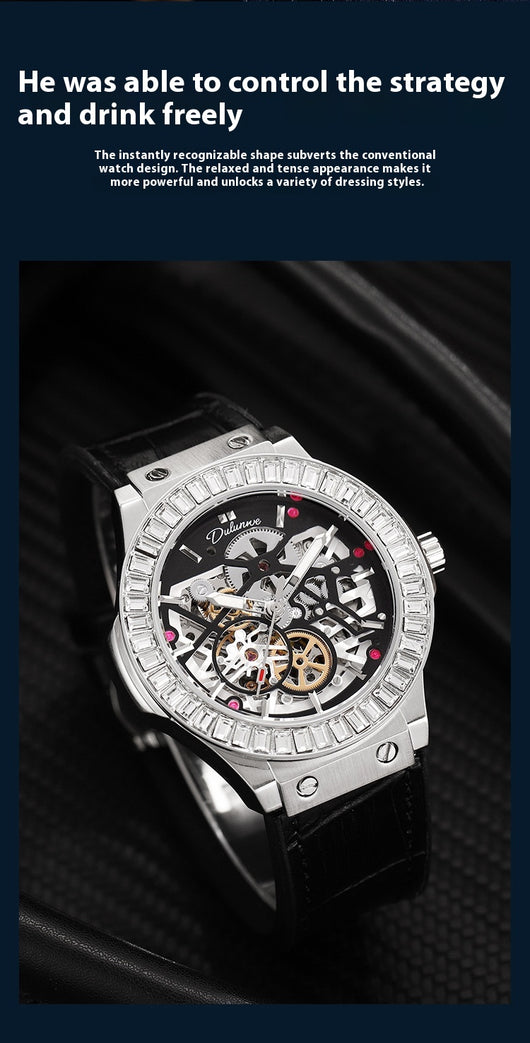 Reloj Mecánico Automático para Hombre con Movimiento Hueco y Diamantes - Image 11