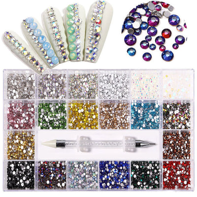 Organizador de Joyería Manicura 21 Compartimentos con Caja de Vidrio y Bolígrafo de Diamante - Image 3