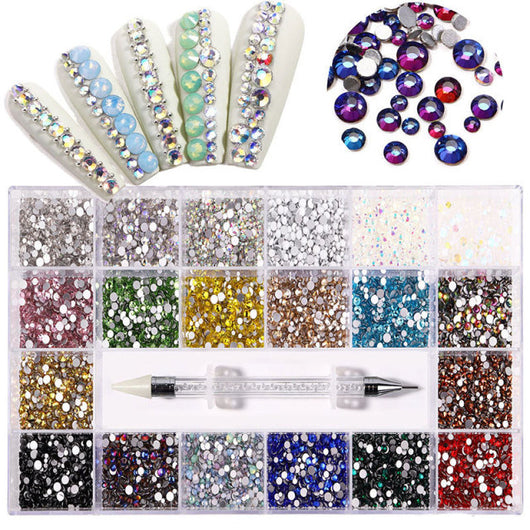 Organizador de Joyería Manicura 21 Compartimentos con Caja de Vidrio y Bolígrafo de Diamante - Image 3