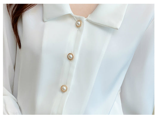 Blusa de Satén Estilo Coreano con Mangas Largas y Temperamento Exclusivo - Image 8