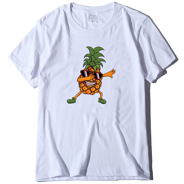Camiseta Casual Piña Unisex de Cuello Redondo y Manga Corta