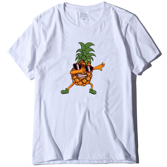 Camiseta Casual Unissex Abacaxi com Gola Redonda e Manga Curta