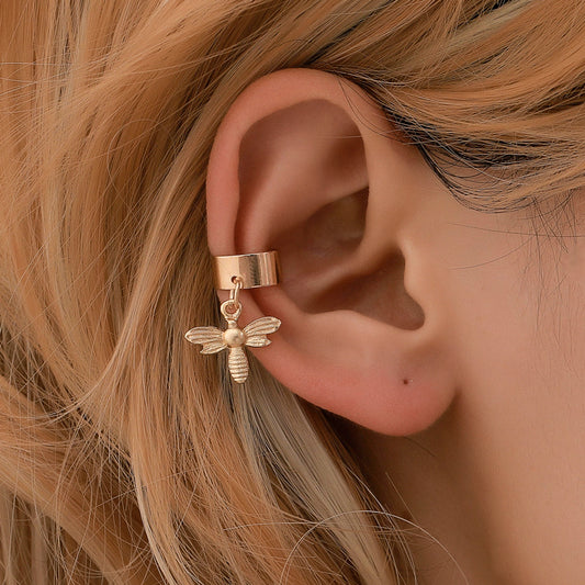 Clip Auricular en U con Diamante de Abeja - Diseño Ancho Pequeño