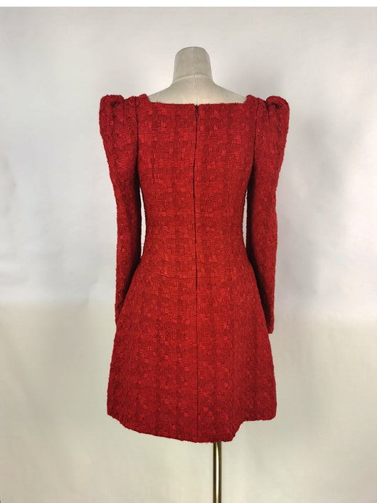 Vestido Rojo Elegante con Mangas Abullonadas para Fiestas y Año Nuevo - Image 5