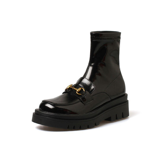 Botas Cortas de Cuero Genuino con Plataforma y Tacón Bajo - Estilo Casual Mujer - Image 5