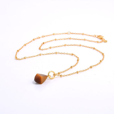 Collar Geométrico Ágata Azul Oro Natural con Ojo de Tigre 3D - Image 39