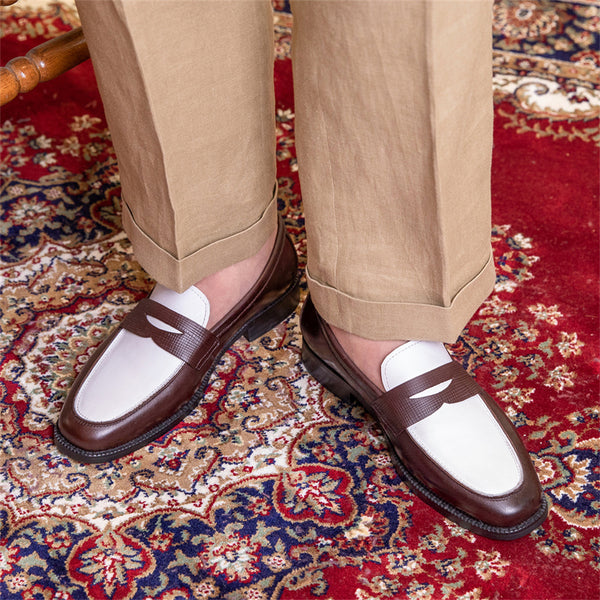 Zapatos Casuales de Cuero para Hombre con Punta Cuadrada y Bloques de Color