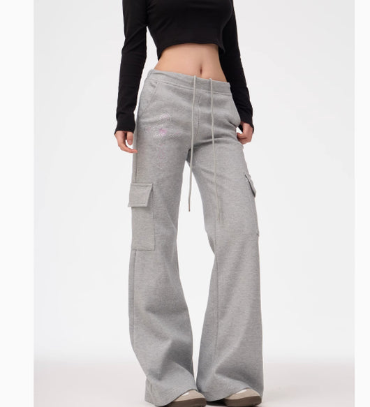 Pantalones de Pierna Ancha Gris para Mujer - Comodidad Deportiva - Image 11