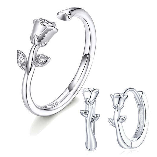 Conjunto de Aretes y Anillo Rosa Elegante - Image 9