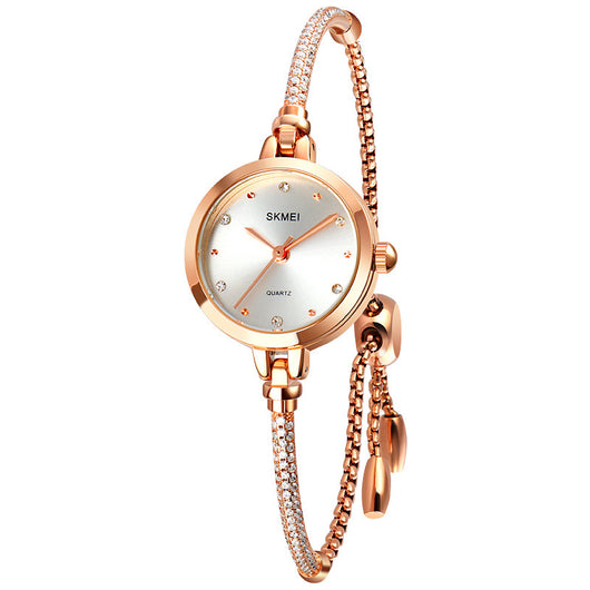 Reloj Pulsera Cuarzo para Mujer Diseño Malla Oro Rosado Verde Tendencia - Image 8