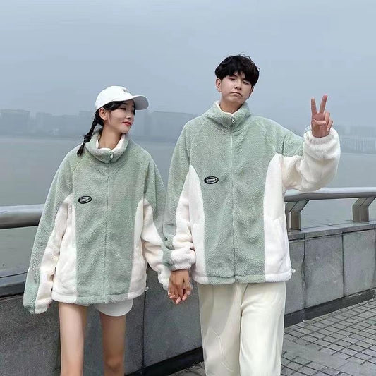 Abrigo de Polar Berber con Costuras Verde Menta para Hombre y Mujer