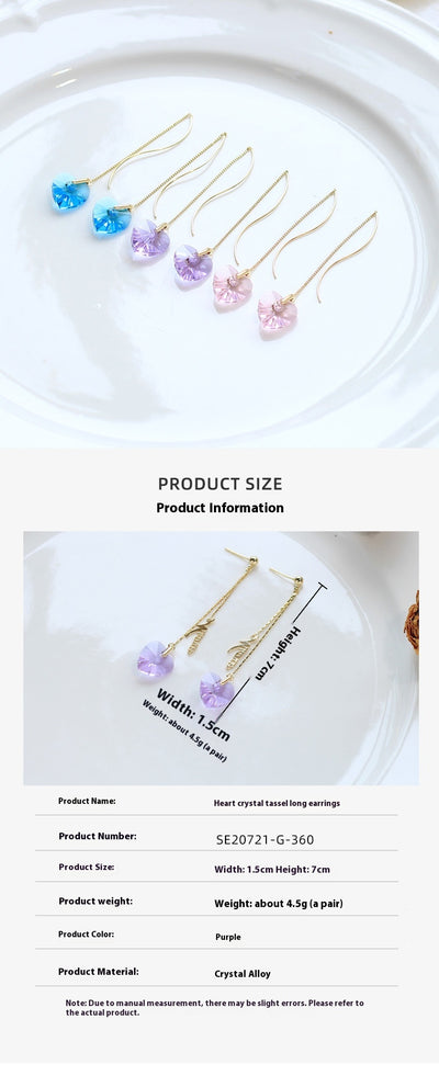 Aretes Largos de Cristal Transparente con Flecos Brillantes - Image 18