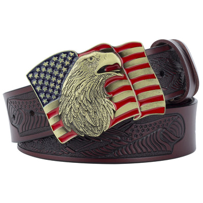 Cinturón de Cuero Genuino para Hombre con Hebilla Águila - Estilo Casual y Moderno - Image 4