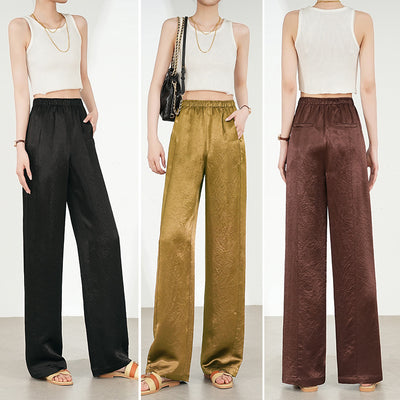 Pantalones Rectos de Triacetato con Pliegues para Primavera - Image 4