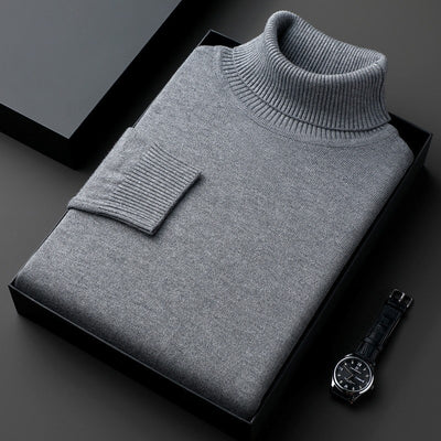 Suéter Cuello Alto Liso Grueso Holgado para Hombre - Image 8