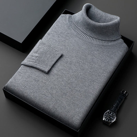 Suéter Cuello Alto Liso Grueso Holgado para Hombre - Image 8