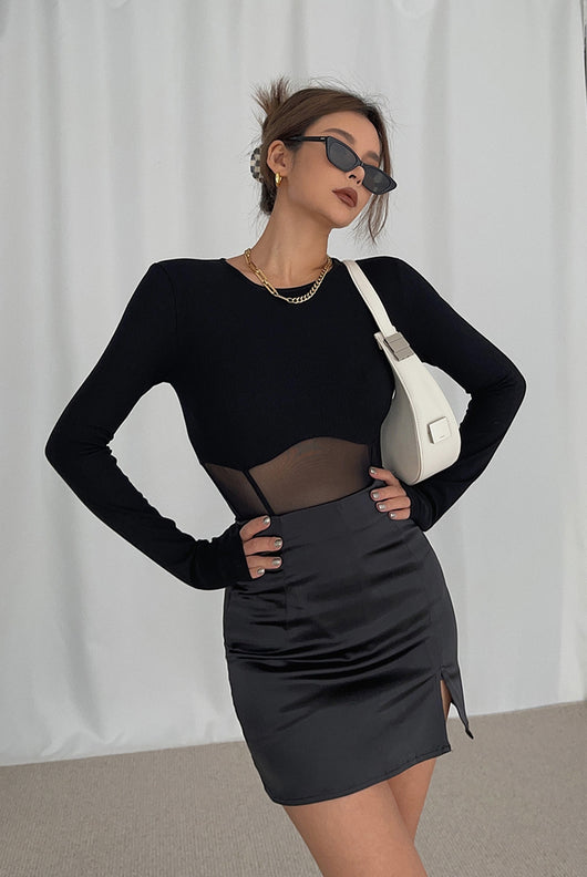 Body Sensual de Malla Negra con Mangas Largas - Image 19