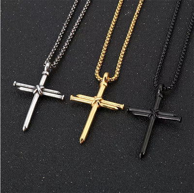 Collar con Dije de Cruz de Clavos para Hombre en Acero de Titanio - Image 9