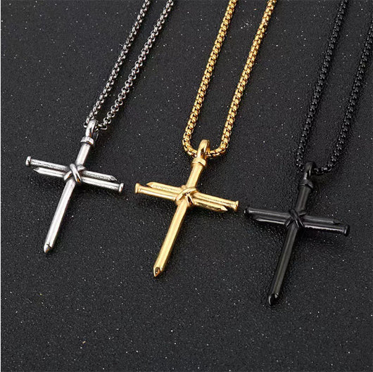 Collar con Dije de Cruz de Clavos para Hombre en Acero de Titanio - Image 9