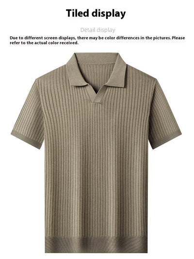 Camiseta de Seda Mulberry para Hombre - Cuello Solapa Manga Corta Lujo Casual - Image 11