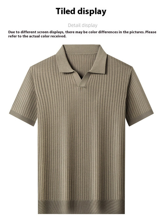 Camiseta de Seda Mulberry para Hombre - Cuello Solapa Manga Corta Lujo Casual - Image 11
