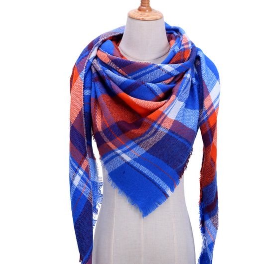 Bufanda de Cashmira Artificial Otoño Invierno Triangular Pareja Cuadros Cálida - Image 38