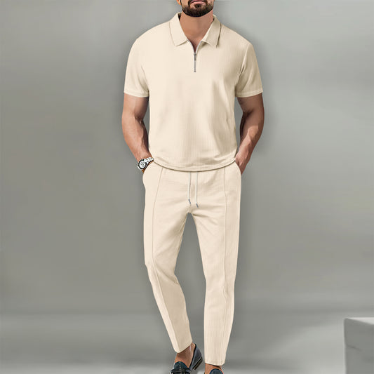 Traje Ejecutivo de Textura Waffle con Solapa Clásica - Diseño Monocromo