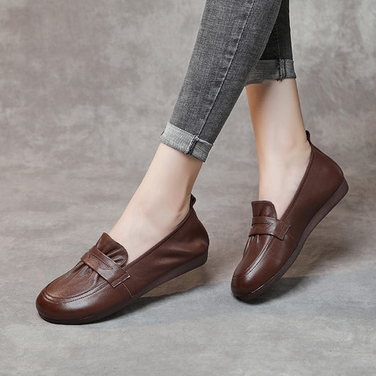 Zapatos de Cuero Retro con Suela Flexible para Mujer - Image 8