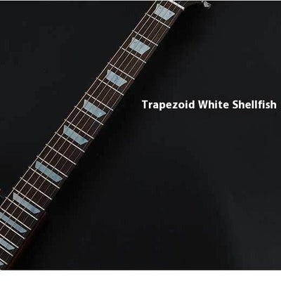 Blue cloud-shaped inlay stickers for guitar fingerboards, shown on a guitar neck and as a full sheet. - Image 34