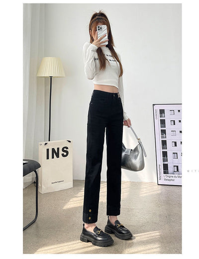Pantalones Vaqueros Rectos de Cintura Alta Holgados para Mujer - Image 13