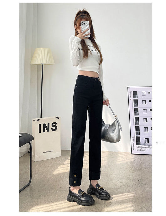 Pantalones Vaqueros Rectos de Cintura Alta Holgados para Mujer - Image 13