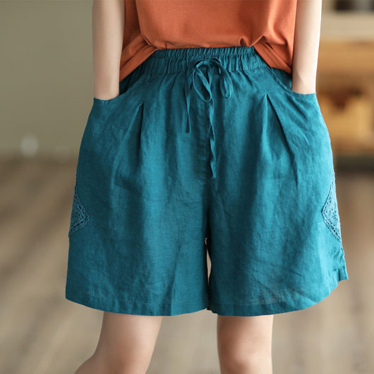 Pantalón Lino Ancho Cintura Alta con Encaje - Comodidad y Estilo Casual - Image 3