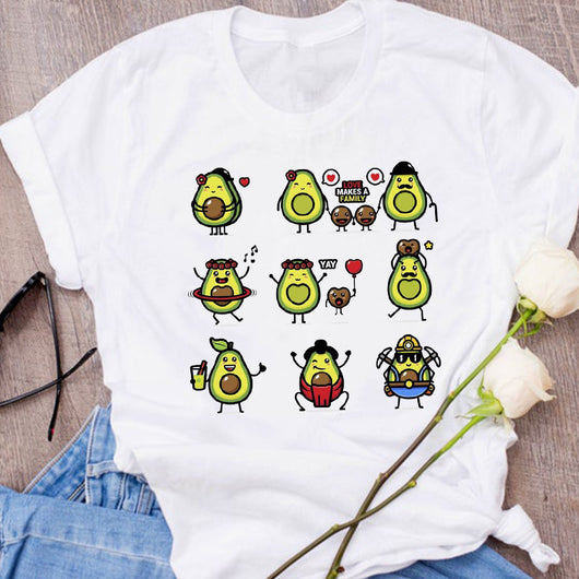 Camiseta Unisex Estampado Aguacate - Diseño Creativo Verano Holgada - Image 70