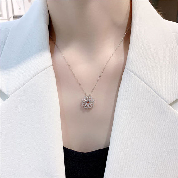 Collar Trébol de Cuatro Hojas Desmontable con Circones - Cadena Corta Multiuso para Mujer
