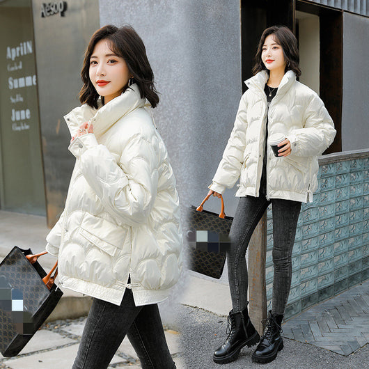 Abrigo Acolchado Coreano Oversized con Cuello Alto para Mujer - Image 6