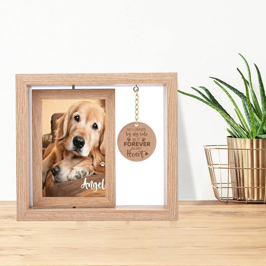 Marco de Fotos Giratorio en Madera Maciza - Decoración de Escritorio