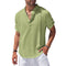 Camisa Lino Henley Hombre Manga Corta Casual Playa Verano